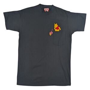 Pooh Bear Falling Honey Vintage Black Pocket Mickey Inc Shirt Fits like Medium
